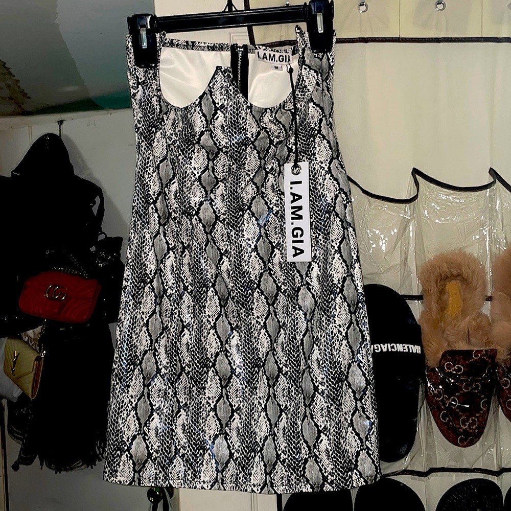 I.am.gia leather snake print corset dress